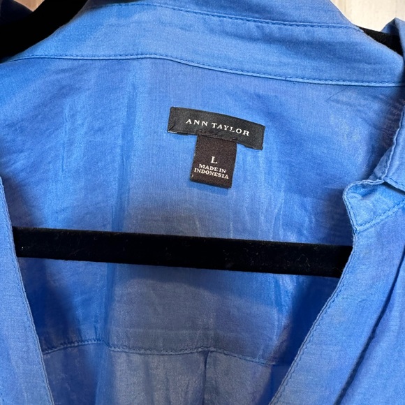 Ann Taylor blue “silky” button down - Picture 2 of 3